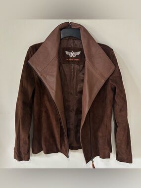 Vintage Brown Suede Leather Collar Jacket